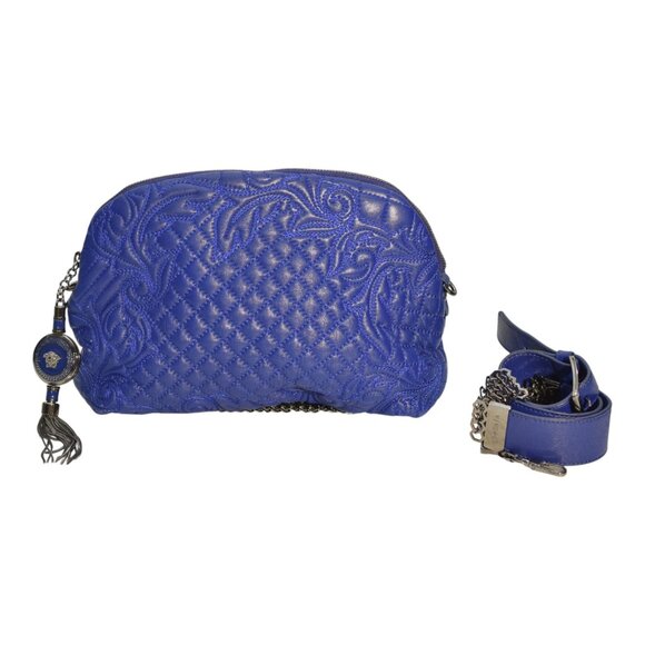 Gianni Versace Vanitas Quilted Leather Shoulder Bag in Electric Blue - Picture 3 of 16